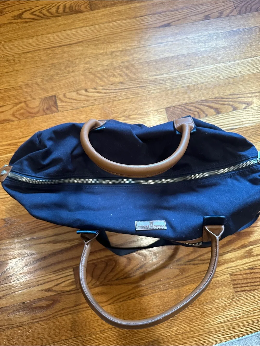 Brooks Brothers x NY Rangers Navy Duffel Bag with Brown Accents
